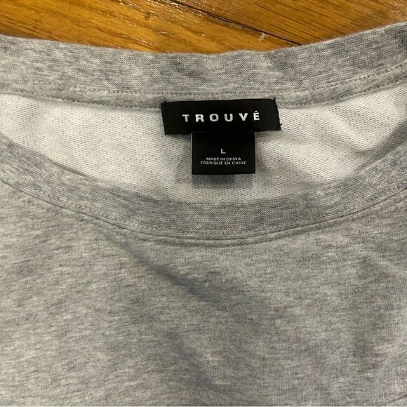 TROUVE Gray Corset Sweater Lace Up Side Crewneck Sweatshirt - Picture 10 of 12